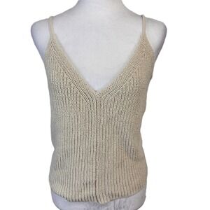 Zara Knit Cami Tank Top Womens M Ivory V-Neck Crochet Boho Minimalist Festival